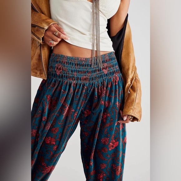 Free People Blue and Red Velvet Pants - Picture 3 of 7
